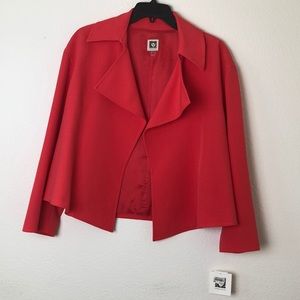 Coral Colored Cropped Suit Jacket by Anne Klein